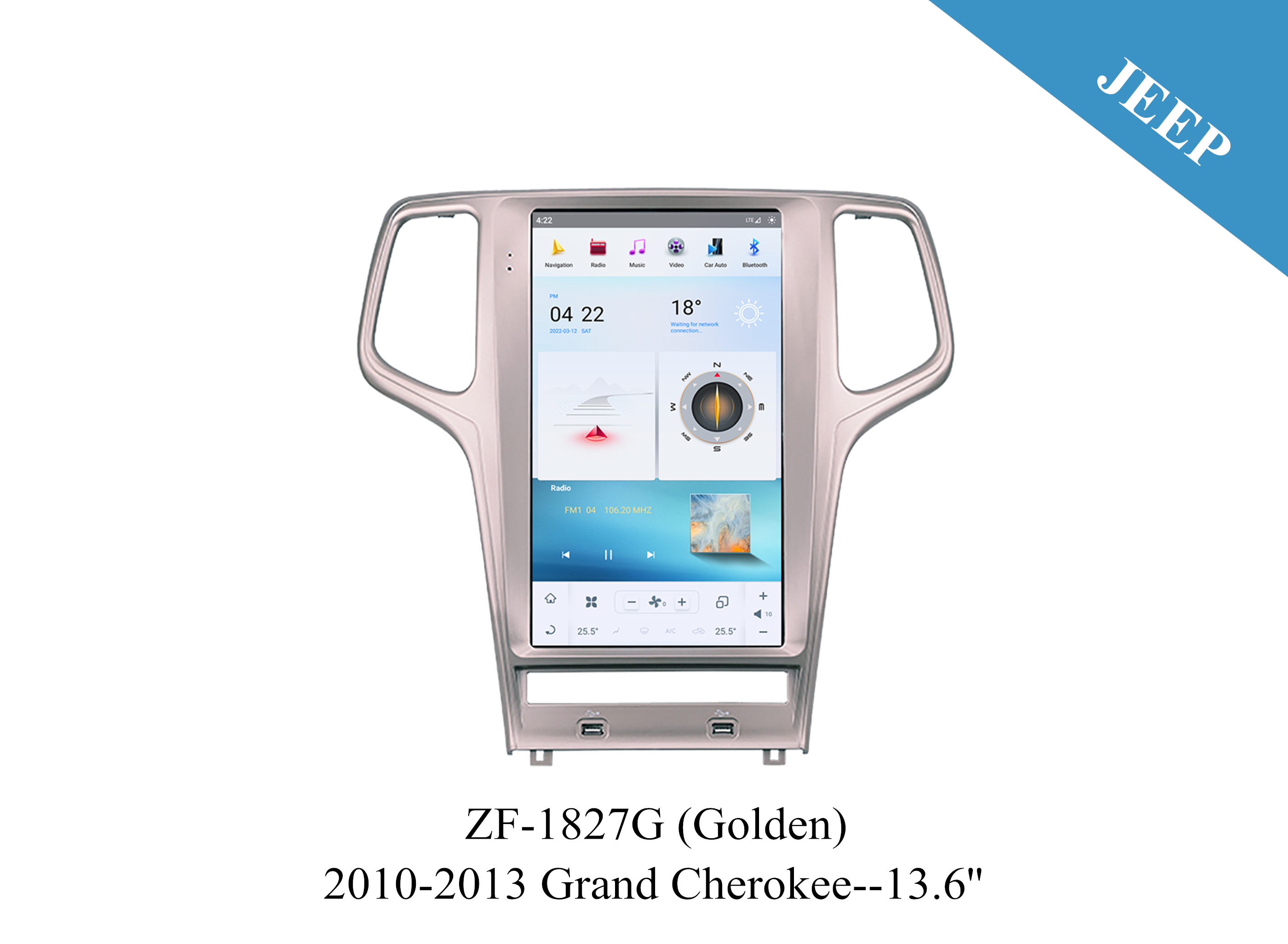 Jeep 2011-2013 Grand cherokee 13.6 inch Tesla Style Apple CarPlay Android Radio Upgrade